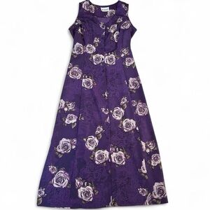 Vintage 90’s Whimsigoth Jodi Micheal’s Purple Floral Lace Maxi Romantic Goth